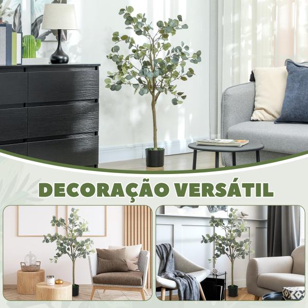 Eucalipto Artificial 150 cm Planta Artificial Decorativa Grande Árvore Artificial de Interior com 230 Folhas Verde