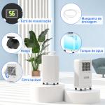 Desumidificador 12L/dia Depósito de Água 0,8L com Rodas Temporizador de 24 Horas Ecrã Digital de Humidade Branco