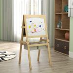 Cavalete para Crianças 3 em 1 com Quadro preto e Quadro Branco para Desenhos com Rolo de Papel 58x50,5x109 cm Madeira