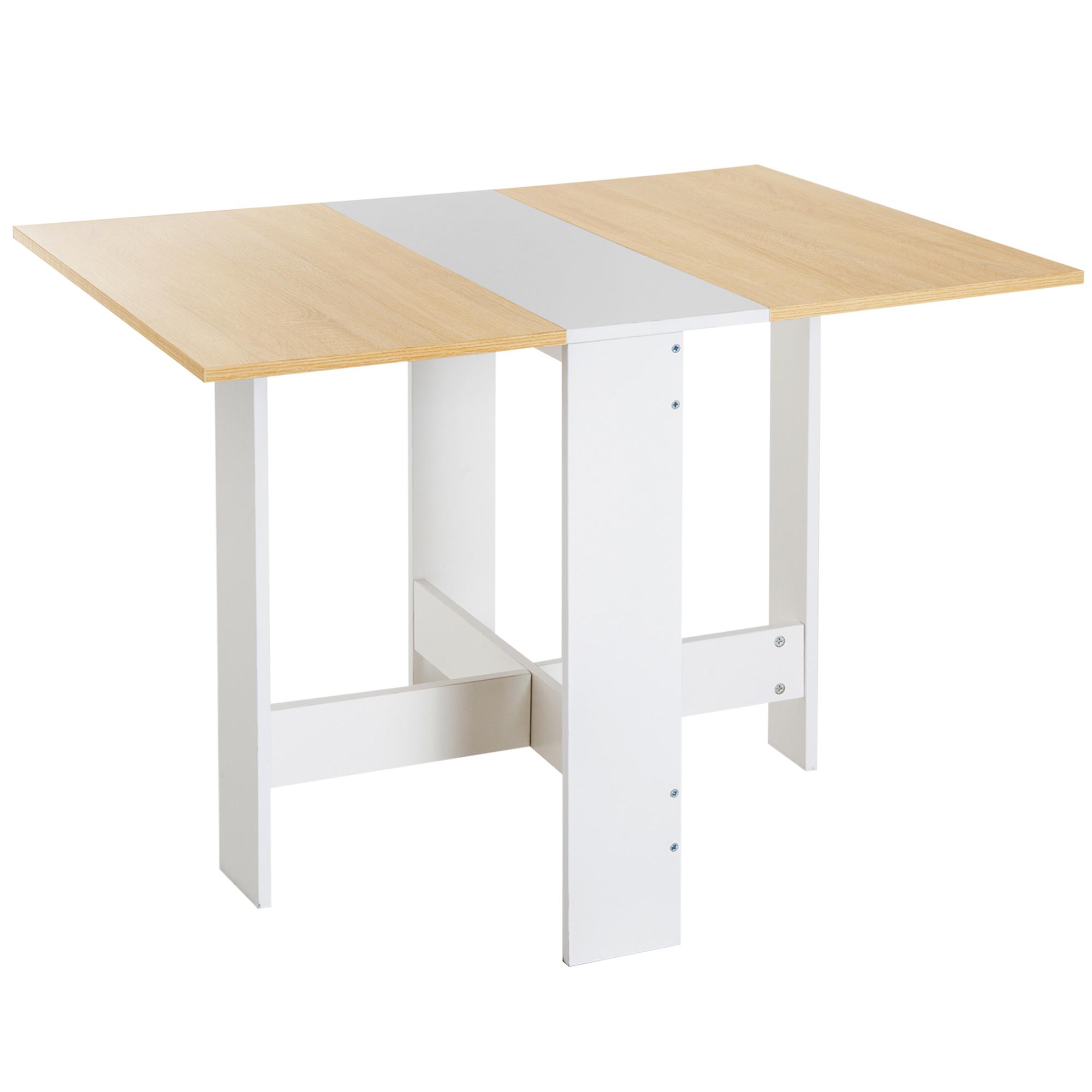 Mesa Sala de Jantar Dobrável Mesa Auxiliar de Cozinha com Laterais Dobráveis Desenho Moderno 103x76x73,5 cm Madeira e Branco