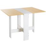 Mesa Sala de Jantar Dobrável Mesa Auxiliar de Cozinha com Laterais Dobráveis Desenho Moderno 103x76x73,5 cm Madeira e Branco