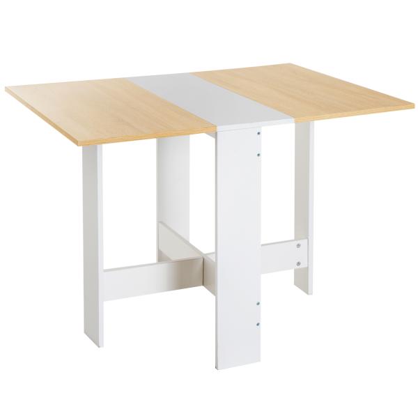 Mesa Sala de Jantar Dobrável Mesa Auxiliar de Cozinha com Laterais Dobráveis Desenho Moderno 103x76x73,5 cm Madeira e Branco