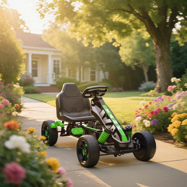 Kart a Pedais para Crianças com Embraiagem Automática Travão e Rodas Antiderrapantes em EVA 100x59x60,5 cm Verde