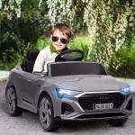 Carro Elétrico para Crianças Carro Audi Q8 Etron Sportback Infantil 12V Faróis Buzina e Música 98x49,5x43 cm Cinza