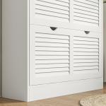 Sapateira Moderna com 2 Gavetas Rebatíveis e Prateleias Ajustáveis para 16 Pares de Sapatos Sapateira Compacta 81,5x25x83 cm Branco