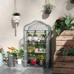 Estufa de Jardim de 3 Níveis Estufa de Terraço com 3 Prateleiras para Cultivo de Plantas Flores 59x39x127 cm Transparente