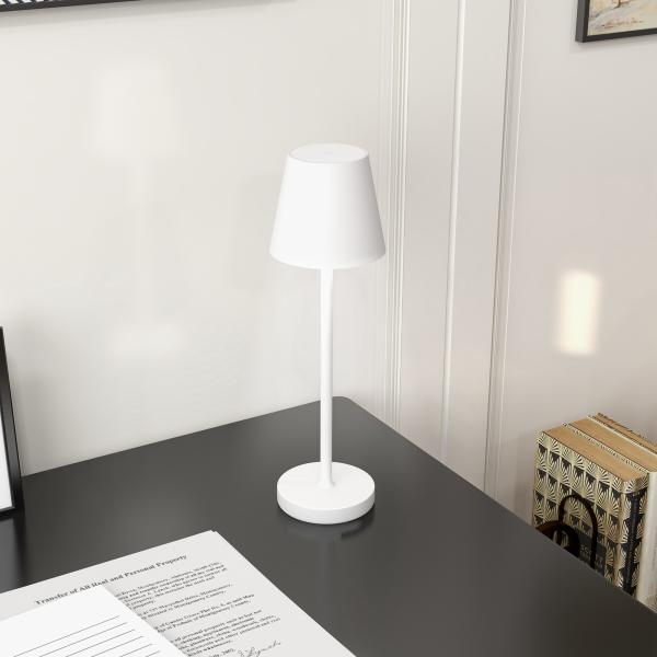 Candeeiro de Mesa com Luzes LED Candeeiro de Mesa Sem Fios Recarregável por USB - C 3 Cores Ø11,2x36,5 cm Branco