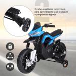 Mota Elétrica Infantil Motocicleta para Crianças acima de 3 anos Bateria 6V com Luzes e Música 105x52,3x62,3 cm Azul