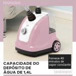 Ferro de Engomar a Vapor com Depósito de 1,4L e Temperatura Ajustável em 11 Níveis 26x21,5x146 cm Rosa