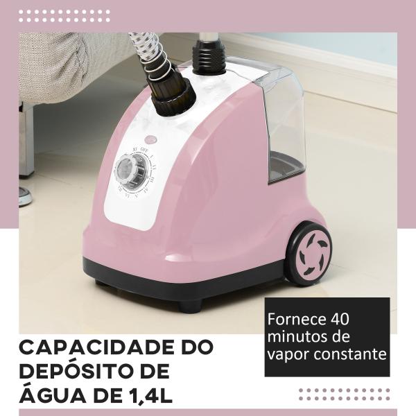 Ferro de Engomar a Vapor com Depósito de 1,4L e Temperatura Ajustável em 11 Níveis 26x21,5x146 cm Rosa