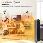Aquecedor Cerâmico de Torre 1100/2200W com Controlo Remoto Ecrã LED Temporizador de 12h Termostato 3 Modos Ø25x73,5 cm Prata