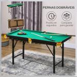 Mesa de Bilhar Dobrável 140 cm com Altura Ajustável, 16 Bolas, 2 Tacos, 2 Giz, Triângulo e Escova, Verde