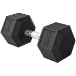 Haltere Hexagonal 20 kg de Ferro Fundido Pesos de Metal Revestidos de Borracha para Treino em Casa Ginásio 35,6x16,6x16,6 cm Preto