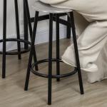 Conjunto de Móveis Altos de Bar com 5 Peças Mesa de Refeição Industrial e 4 Bancos Redondos Cinzento e Preto