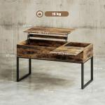 Mesa de Centro Elevatória com Bancada Deslizante Fecho Suave e Espaço Oculto de Arrumação 100x45x67 cm Castanho Rústico