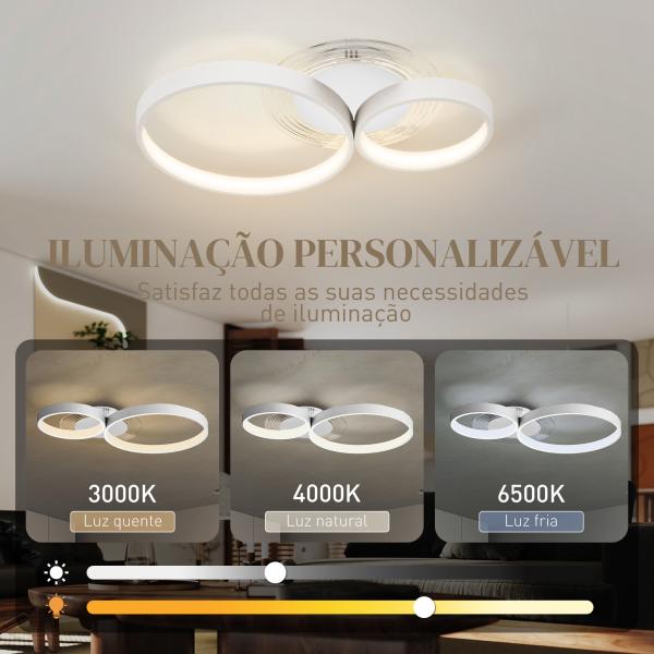 Candeeiro de Teto LED 40W Candeeiro Moderno com Iluminação LED 3000K/4000K/6500K 59x38x7,4 cm Branco