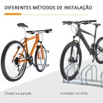 Estacionamento para 4 Bicicletas Suporte de Aço para Estacionar Bicicletas no Chão para Interior e Exterior 110x33x27 cm Prata