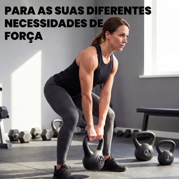 Peso Russo de 14 kg Kettlebell Fitness Preenchido de Areia com Punho Largo Antiderrapante 26x18x32 cm Preto