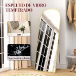 Espelho de Pé Espelho de Corpo Inteiro 60x165 cm com Estrutura de Liga de Alumínio e Suporte para Sala Quarto Dourado