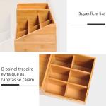 Organizador para Secretária de Bambu Sistema de Secretária Organizador de Mesa de Escritório Polivalente 33x20,5x15,5 cm