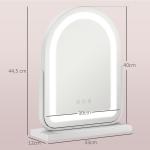 Espelho de Maquilhagem com Luz LED Giratório com 3 Modos de Iluminação Rotação Regulável de 360° e Função de Memória Branco