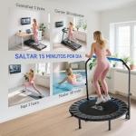 Trampolim Fitness Ø122 Trampolim Dobrável com Pega Ajustável em 4 Níveis Estrutura de Aço Azul