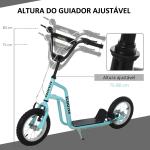 Trotinete para Crianças com Guiador Ajustável em Altura Travão Duplo e Estrutura de Aço 120x58x75 - 80 cm Azul