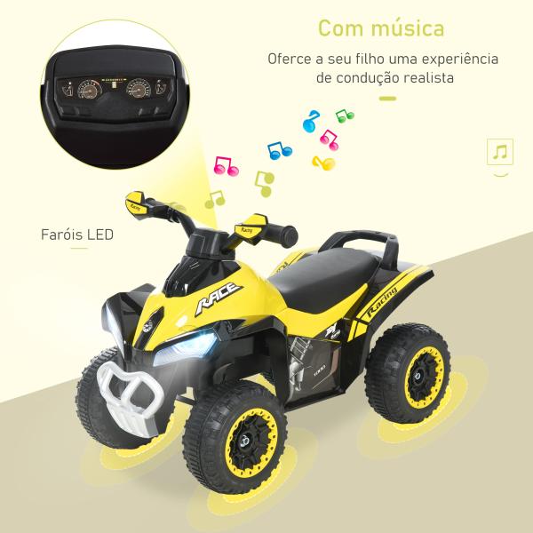 Quadriciclo Infantil para Crianças acima de 18 Meses com Luzes e Música 67,5x38x44cm Amarelo