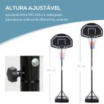 Tabela de Basquetebol para Exterior Altura Ajustável 160 - 210 cm com Rodas e Base Preenchível 76x48x254 cm Preto
