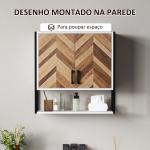 Armário de Parede para Casa de Banho com 2 Portas Prateleiras Ajustáveis e Prateleira Aberta 59x20x60 cm Branco e Madeira