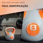 Kettlebell 8kg Peso Russo com Revestimento de PU e Enchimento de Areia para Treinamento 20x14x24cm Laranja e Cinza
