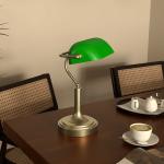 Candeeiro de Mesa Banqueiro Candeeiro de Mesa Vintage E27 com Ecrã Orientável a 45° 26,8x22x39,5 cm Verde