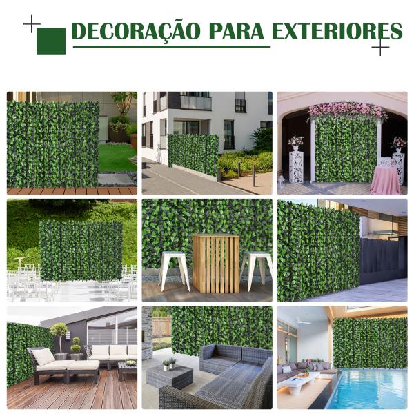 Vedação Artificial em Rolo 3x1m para Balcão Jardim Exterior Planta Decorativa de Parede PE Verde
