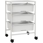 Carrinho Auxiliar com Rodas Carrinho de Cozinha de 3 Níveis com 3 Cestos e Estrutura de Aço 40,8x33,5x60,5 cm Branco