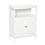 Armário Casa de Banho com 2 Portas Persianas e Compartimento Aberto Desenho Moderno 60x30x81,6 cm Branco