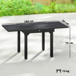 Mesa de Jantar Exterior Extensível 80 - 160 cm - Mesa de Jardim Retangular para 4 - 6 Pessoas, Terraço, Preto