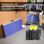 Mesa de Ping - Pong Dobrável com Rede Apoio para os Pés Ajustáveis e Estrutura de Aço para Interior e Exterior 274x152,5x76 cm Azul