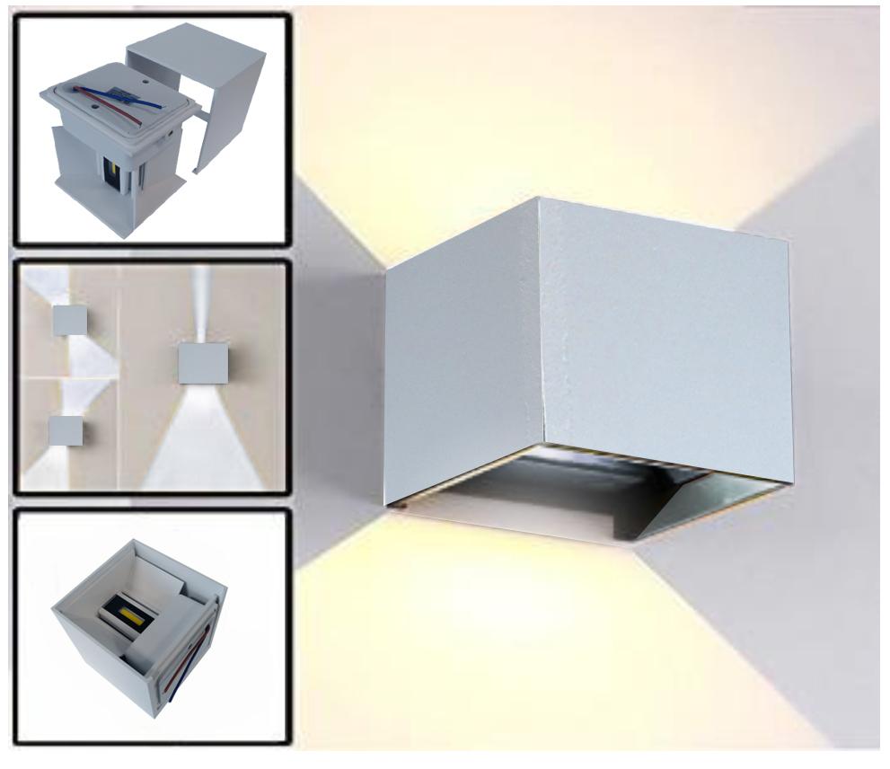 Projector Muro LED Direccionável 6W 3CCT (3000K...6500K) 480Lm (IP65) - Branco