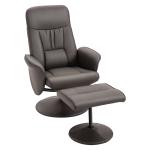 Poltrona Relax com Apoio para os Pés Estofada em PU Poltrona Relax Reclinável até 145° e Giratório 360° com Encosto Ajustável para Sala de Estar Dormitório Escritório 81x81x105cm Marrom