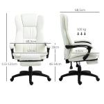 Cadeira de Escritório com Altura Ajustável 6 Pontos de Massagem e Apoio para os Pés Retrátil 68,5x68,5x113 - 121 cm Creme
