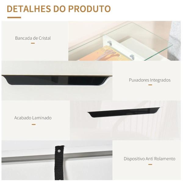 Sapateira Entrada Estreito Móvel para 16 pares de Sapatos com 2 Portas Gaveta Prateleira Aberta e Bancada de Vidro 89x23x96 cm Branco
