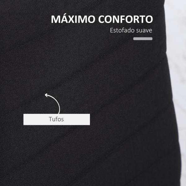 Conjunto de 4 Cadeiras de Sala de Jantar Estofadas em Linho com Pernas em Metal Cadeiras Modernas para Cozinha Quarto Suporta até 120 kg 41x50x97 cm Preto
