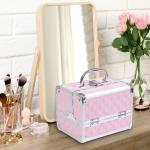 Estojo de Maquilhagem Organizador Cosméticos Profissional 20x15x15cm rosa