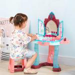 Toucador Infantil com Banco Espelho Luz Música e Secador Inclui 31 Acessórios Toucador de Maquilhagem 57x34x73cm Multicor
