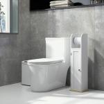 Armário Casa de Banho Armário com Prateleiras Ajustáveis e Suporte para Papel Higiénico 20x20x80 cm Branco