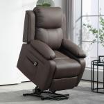 Poltrona Relax Levanta Pessoas com Controle Remoto Reclinação Elétrica de 160° Apoio para os Pés 76x90x105 cm Castanho Escuro