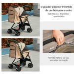 Carrinho para Animais de Estimação Dobrável com Cesta de Armazenamento Cinto de Segurança 76,5x52x95 cm Marrom Claro
