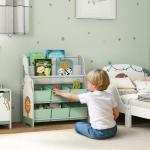Estante Infantil para Brinquedos com 6 Caixas de Tecido Não Tecido Organizador de Brinquedos com 2 Prateleiras 63x30x71 cm Verde