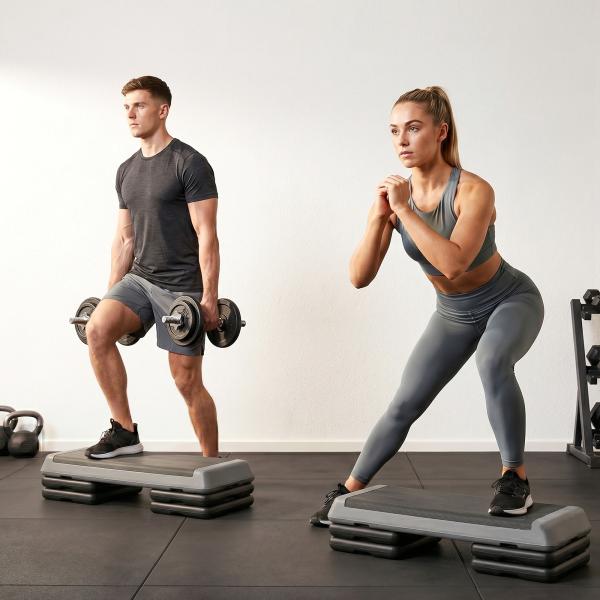 Step para Fitness Antideslizante Altura Regulável 3 Níveis de 10,5/15,5/20,5 cm Capacidade 250 kg 77x36x20,5 cm Cinza e Preto