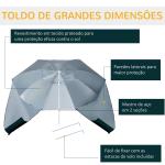 Chapéu de Sol de Praia com Painéis Laterais Tipo Tenda Chapéu de Sol para Praia com Proteção UV 50 Φ210x222cm Verde Escuro